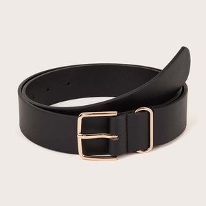 SHEIN Black and Gold Square Metal Belt Buckle